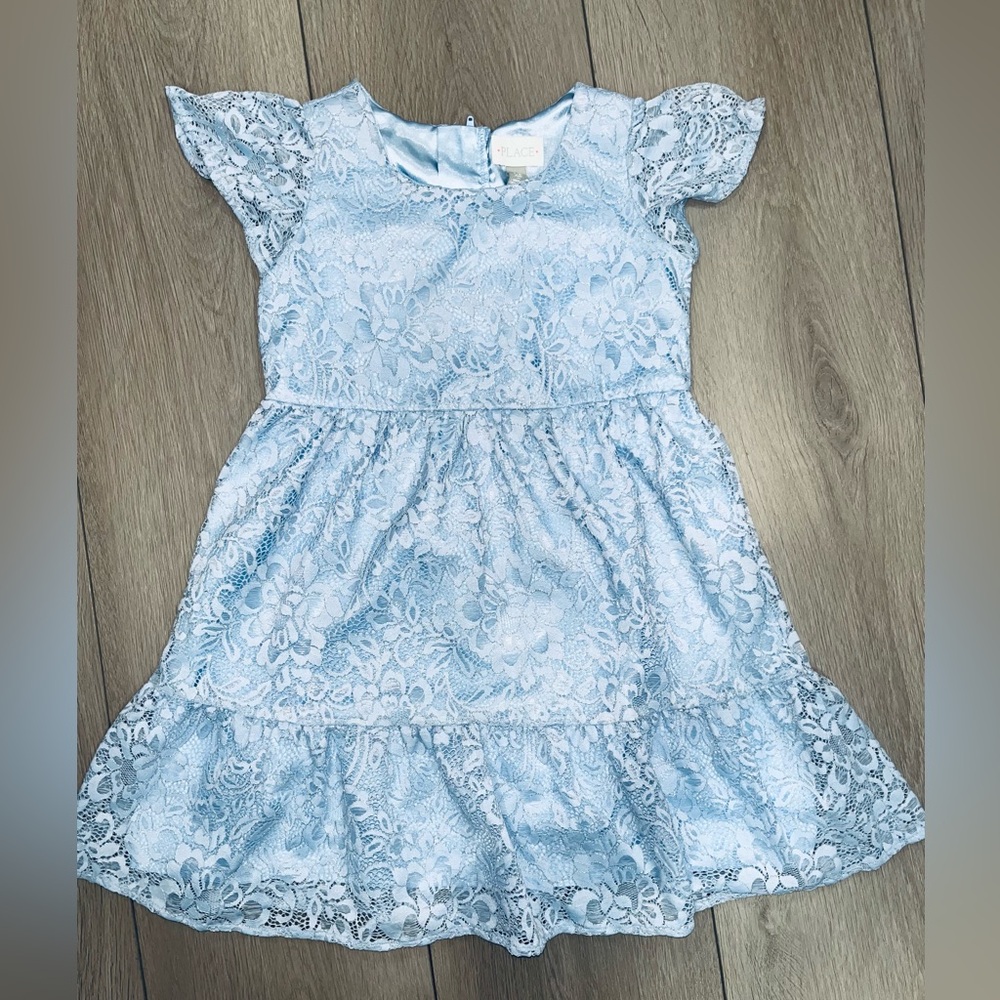 The Children’s Place Blue Silver Flower Lace Dress